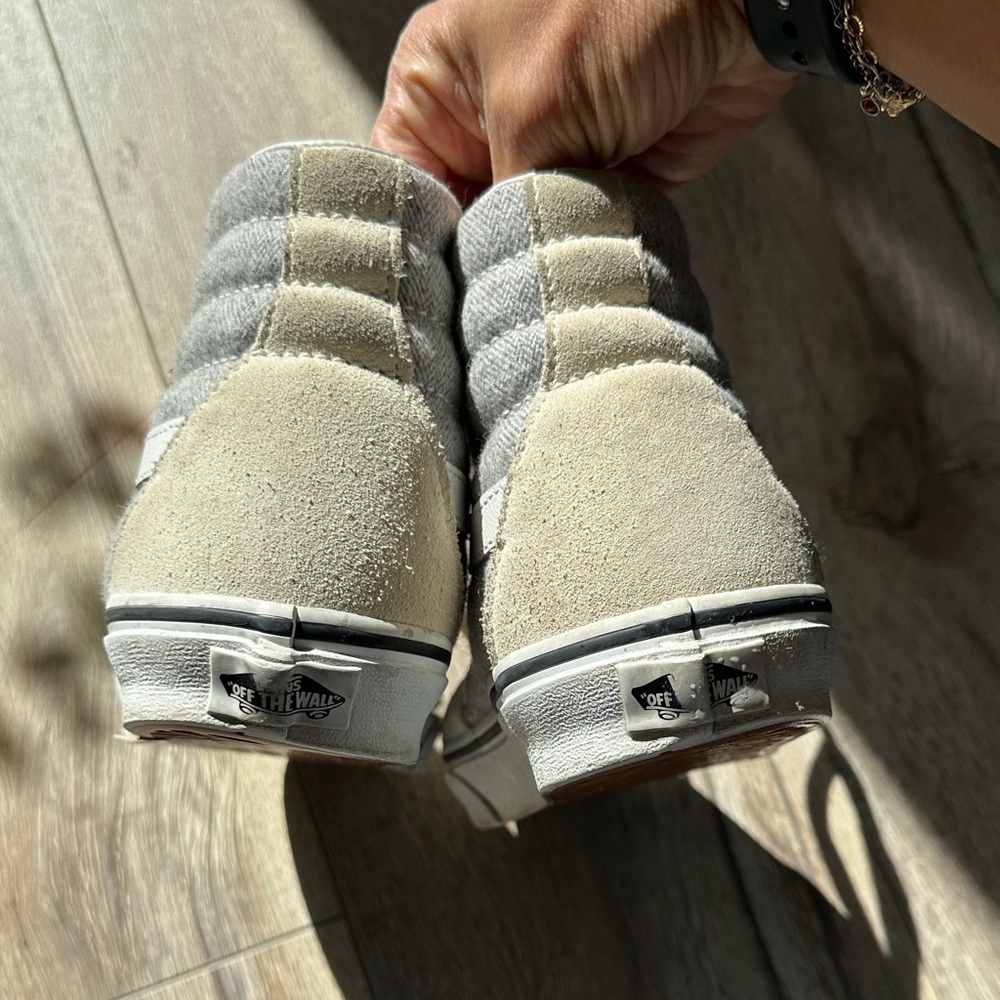 Vans Cream and Gray High-Top Sneakers - Picture 8 of 12